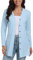 DEARCASE Cardigan da Donna A Tinta Unita in Maglia Leggera Aperto sul Davanti con Maniche Lunghe Bottoni E Tasche, Small Light Blue