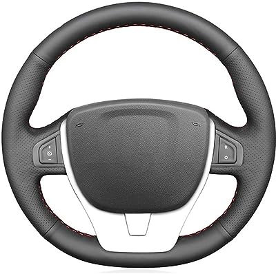 FIXCOR Housse De Volant De Voiture en Cuir Artificiel Noir pour R&enault pour Scenic 3 2013-2015 pour Laguna 3 Coupé 2007-2015 pour Laguna 3 2007-2015 (Color : Black Thread)