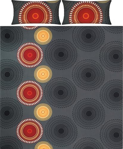 REDBEST Bettwäsche Biber Mandalas anthrazit-Terra Größe 40x80 cm / 200x200 cm - mollig warm, temperaturausgleichend, mit Reißverschluss
