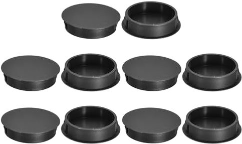 QUARKZMAN Bouchon de Trou en Plastique 42mm/1.61, 10Pcs Type Encastré, Cache Trou Bouchon de Verrouillage à Pression Ronde pour Meubles, Embouts d'Insertion de Panneaux, Noir