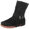 Moon Boots Damen- mit Absatz Reißverschluss Schnallen Winterstiefel Winter Boots Vintage Beige Klassische Plateau Stiefel Cowboystiefel Halbschaft Stiefel Halbhoch Quaste Westernstiefel Stiefeletten