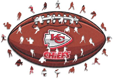 Iconic Puzzles, Kansas City Chiefs Crest, 100% ökologisch nachhaltiges Holzpuzzle mit offizieller Lizenz, Größe S, 150 Teile