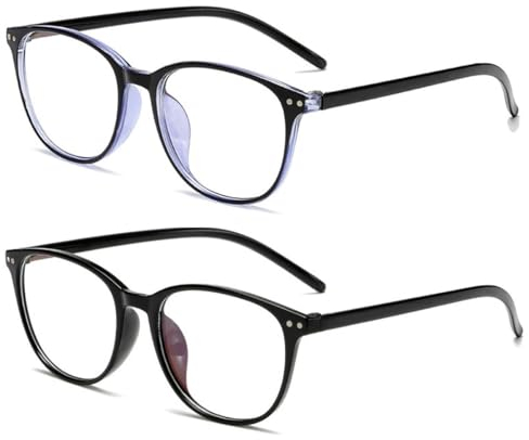 2 Pacco Occhiali Anti Luce Blu,Anti UV Eyestrain Occhiali,Anti Luce Blu Lenti Antiriflesso, per PC, Tablet, Gaming e TV Uomo Donna per Leggero Comodo Lettori