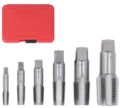6-teiliges NPT-Rohrgewindebohrer-Set, NPT-Gewindebohrer-Set aus Kohlenstoffstahl für Saubere, Präzise Gewinde, 1 Zoll, 3/4 Zoll, 1/2 Zoll, 3/8 Zoll, 1/4 Zoll, 1/8 Zoll