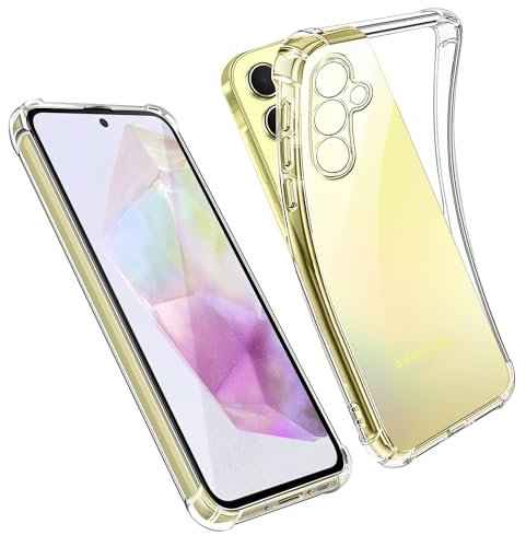 AUKASE Coque pour Samsung Galaxy A35 5G, Housse Etui en Transparent Silicone TPU Souple [Bumper avec Coins Renforcés], Protection Antichoc Claire Compatible avec (Transparent, A35)
