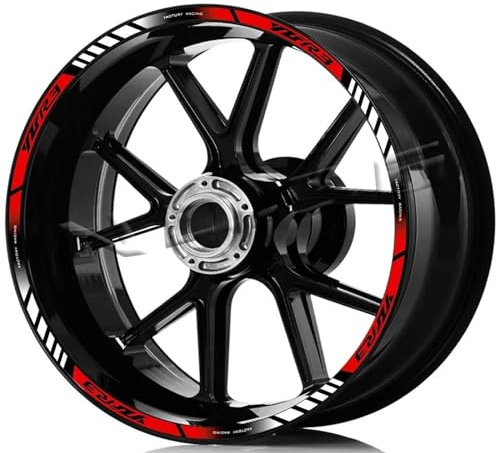 EGAGZDXG Für YZF R3 r3 2023 Reflektierende Motorrad Rad Aufkleber Nabe Felge Streifen Band Aufkleber Wasserdicht Zubehör 17 Zoll (Farbe : 17 Inch B2)