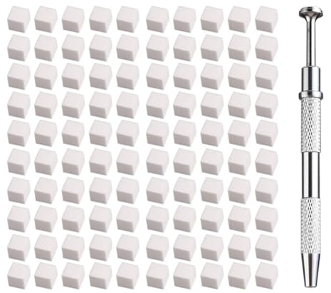 Rordigo 100 Stück Nagelkunst Stempelwerkzeuge Nagelkunst Schwamm Weiche Schwämme Weiß & Silber DIY Nagel Schwamm Greifer Werkzeuge