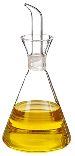 Tradineur Huilier en verre, système anti-goutte, fabrication artisanale, verre fin et élégant, distributeur d'assaisonnement rechargeable, huile, vinaigre - 22 x 13,5 cm - 1000 ml