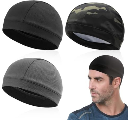 Pasamontañas para moto de verano, 3 unidades, para llevar debajo del casco, de algodón, transpirable, para debajo del casco, secado rápido, gorro de ciclismo para hombre y mujer