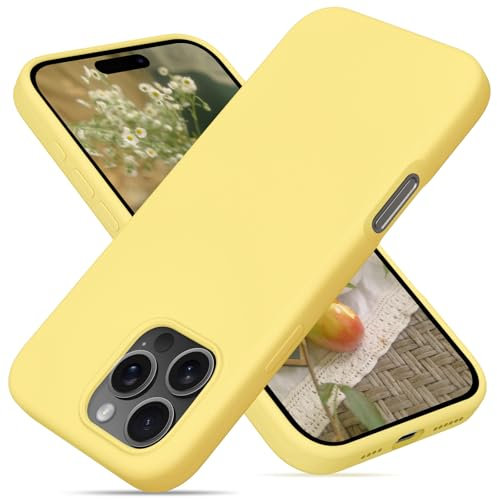 OitiYaa Liquid Silicone Case for iPhone 16 Pro Max Case,Full Body Protective Cover with 4 Layer Shockproof Structure, Soft Ultra Slim Phone Case with Anti-Scratch Microfiber Lining, 6.9, Yellow