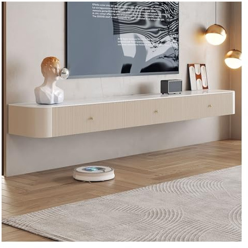 Tv Cabinet Modern Simple Floating TV Stand, Wall Mounted Hanging Entertainment Center and Cabinet Shelf, Luxury TV Console with Storage, Media Console for DVD Player, Space-Saving Under TV Shelf for L