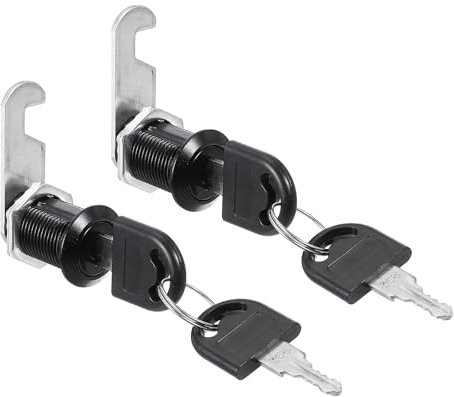 PATIKIL Cerradura de Cajón Cerraduras para Armarios con Llaves 2 Unidades 25mm (1) Cilindro de Cerradura de Seguridad de Aleación con Llave Diferente para Armario Buzón Oficina Negro