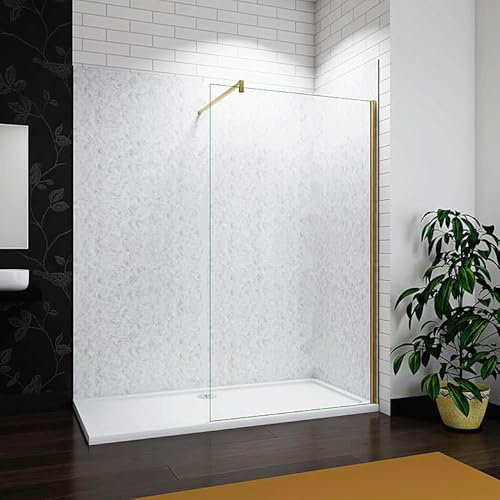 Aica Sanitär Duschwand Duschabtrennung Walk In Glas Dusche Golden Seitenwand 8/10mm Glas H200,100cm