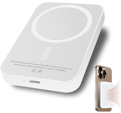 Power Bank Magnetico Wireless, Powerbank 10000mAh PD 20w Con Ricarica Ultra Rapida, Caricatore Portatile Ultra Slim, Power Bank Compatibile Iphone 16/15/14/13/12/Pro/Max & for Samsung