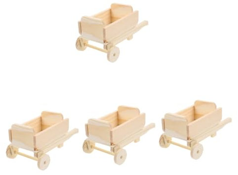 Kisangel 4 Pièces Modèle mini chariot petit artisanat Poupée décoration transpalette manuel modèle de chariot Mini panier modèles de chariots miniatures chariot miniature mini-panier Bois