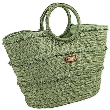 Lois - Korbtaschen Damen, Strohtaschen Damen, Strandtasche Stroh, Korbtasche Geflochten, Strandtasche Geflochten - Stilvoller Begleiter für den Sommer