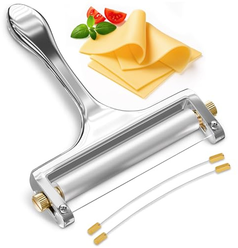 Handheld Wire Cheese Slicer with 2 Extra Wires, Thickness Adjuster