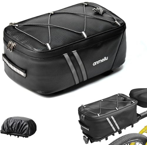 8L Bike Bag, Bicycle Rear Bags, Waterproof Bicycles Rear Seat Trunk | Large Capacity Bicycle Panniers, for Bicycles, Luggage Rack, with Rain Cover and Reflective Strips