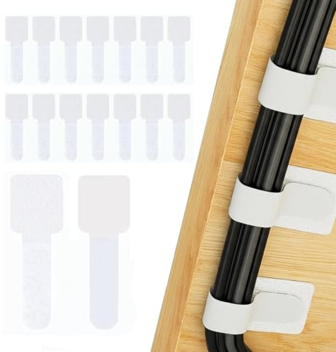 50 Pcs Under Desk Cable Clips,Self-Adhesive Cable Organizer | No-Drill Cable Organization,Ultra-Sticky Reusable Hook & Loop Ties for TV, PC, Laptop & Desk Cords
