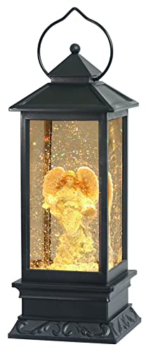 Eldnacele Musikalischer Gesang und beleuchteter Stecker & batteriebetriebenes beleuchtetes Weihnachtswasser glitzernde Schneekugel Christen Kirchenlaterne für Heimdekoration Engel