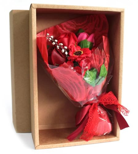 Boxed Hand Soap Flower Bouquet - Red