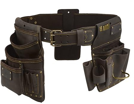 OX Tools Pro Oil Tanned Leather Rigs Drywall Rig Pro 4-Piece Drywaller's Rig | Tool Pouch for Pro Drywall Contractor | P263804