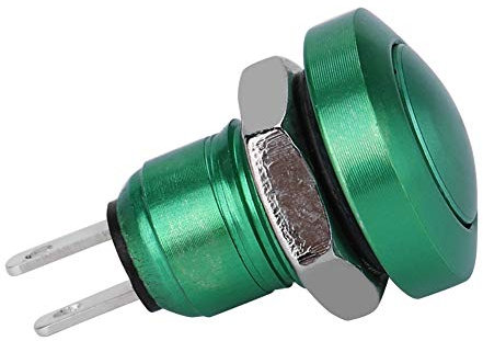 Pulsante momentaneo dell'automobile, 1A 24V 8mm Mini impermeabile auto Pulsante momentaneo Interruttore di alimentazione In lega di zinco-alluminio Shell Adatto (Green)