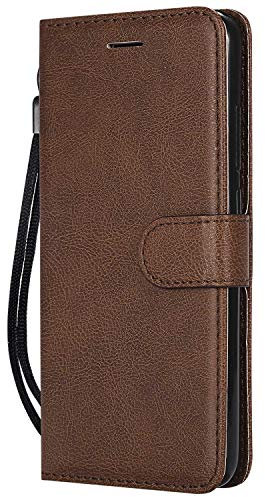 DENDICO Coque pour Xiaomi MI A2 Lite, PU en Cuir Coque Portefeuille Étui Housse, Design Classique TPU Coque pour Xiaomi MI A2 Lite - Marron