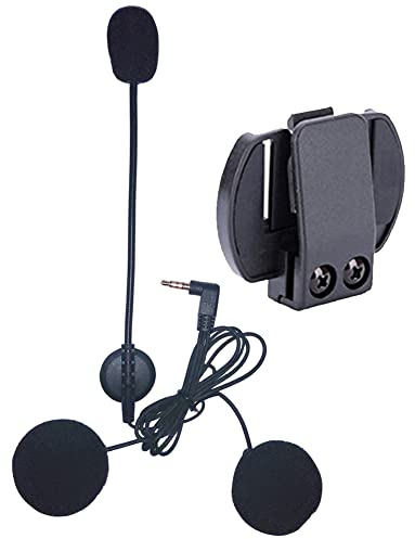 QSPORTPEAK Motorrad Intercom Zubehör, Mikrofon Kopfhörer Hartes Kabel Headset & Clip für V6 / V4 Motorrad Bluetooth Interphone Intercom