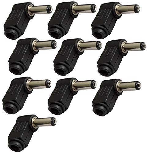 AERZETIX: 10x Fiche mâle connecteur Jack adaptateur prise d'alimentation - coudé 90° DC 5.5/2.1mm - à souder - C42290
