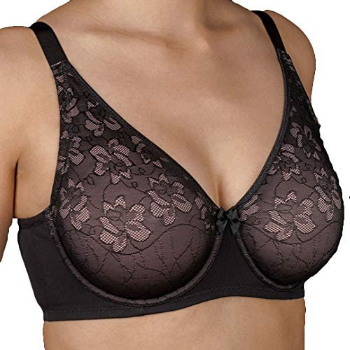 Selene - INMA-C Sujetador Copa C con Aros SIN Relleno REALIZADO EN Microfibra con BLONDA Encaje Color: Negro Talla: 105
