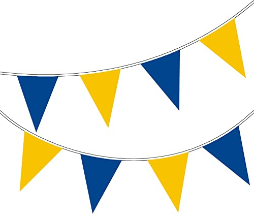 Happium 20m / 65 ft Solid Colour Bunting Flags Banner Pennant Party Decoration Garland (Blue, Yellow)