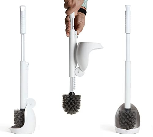ELYPRO Drip-Free Toilet Bowl Brush, Portable and Hygienic, Clean Multiple Bathrooms, Durable Brush Bristles, Unique Attached Caddy Design for No-Drip experience, No More Spilling of Contaminated Water
