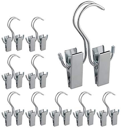 Relaxdays 10x Appendi Stivali, Set da 5 Mollette Appendiabiti, Doppia Clip, Gommati, per Stivaletti & Capelli, Ferro,Argento