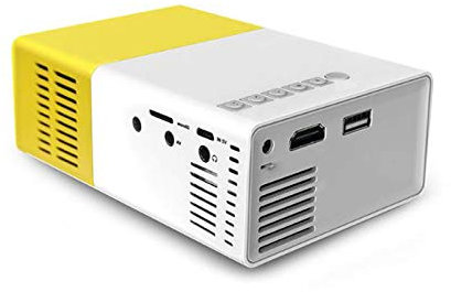 XIAOYUE Home Projector Mini Mini LED Portable Projector Supports HD 1080P Built-in Battery, Speaker (Black,Yellow)