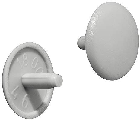 Gedotec Möbel-Abdeckkappen grau RAL 7035 Schrauben-Abdeckungen Kunststoff Schrauben-Kappe rund | H1123 | Verschluss-Stopfen für Kopflochbohrung PZ2 | Ø 12 x 2,5 mm | 20 Stück - Abdeckstopfen rund