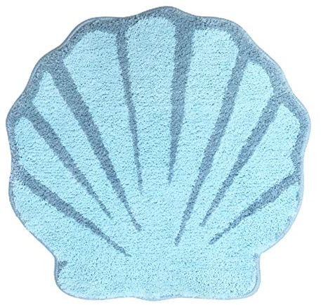 UNIBATH Muschel-Badezimmerteppiche und -matte, niedlicher Strand-Badematte für Cartoon-Meer, Badezimmer-Dekor, Aquablau, Badteppich, Plüsch, rutschfeste Fußmatte, saugfähig, Badewannenteppich,