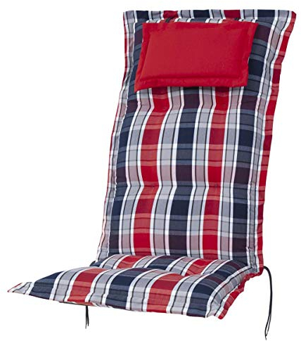 Kettler Polen KETTtex 2128 Auflage Hochlehner Rom rot-blau-grau gestreift Sitzpolster 120x50x9 cm mit Kopfpolster