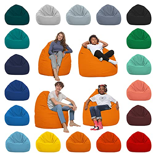 HomeIdeal - Sitzsack XXL Bodenkissen für Erwachsene & Kinder - Geeignet für Gaming oder Entspannen - Indoor wie Outdoor da er Wasserfest ist - mit EPS Perlen, Farbe:Orange, Größe:XL