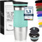 Milu Thermobecher Kaffee to go 370ml, 450ml Isolierbecher Kaffeebecher - 100% Auslaufsicher - Trinkbecher aus Edelstahl - Autobecher doppelwand Isolierung - Travel Mug (Türkis, 370ml)