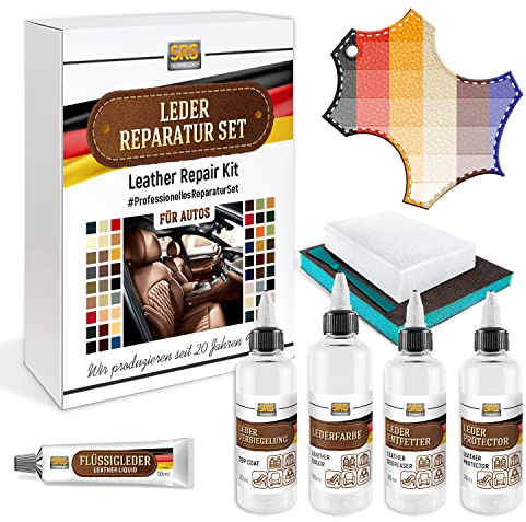 SRS TECHNOLOGY Leder Reparatur Set für BMW Professionelles Flüssigleder + Lederfarbe Color Passend Beseitigt Schrammen und Abnutzung an Leder und Kunstleder (Dakota Cognac)