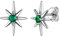 Suplight Argent 925/1000 Boucles d'oreilles étoile en Pierre de Naissance en Zircon Rond à Quatre Griffes, Blanc Emeraude