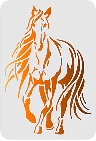 FINGERINSPIRE Pochoirs en plastique réutilisables pour peinture sur bois, sol, mur et tissu - 29,7 x 21 cm Cheval