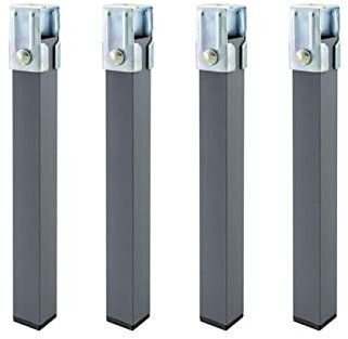 Somnia Descanso - Jeu de 4 Pieds de 26 cm de Hauteur carrés métalliques avec Colliers pour sommiers de 30 x 30 mm