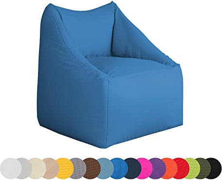 chilly pilley Sitzsack wasserdicht Sitzkissen Bodenkissen Sessel Gartenkissen mit Rückenlehne Sitz (Blau)