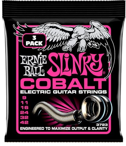 Ernie Ball Super Slinky Cobalt Electric Guitar Strings 3 Pack - 9-42 Gauge