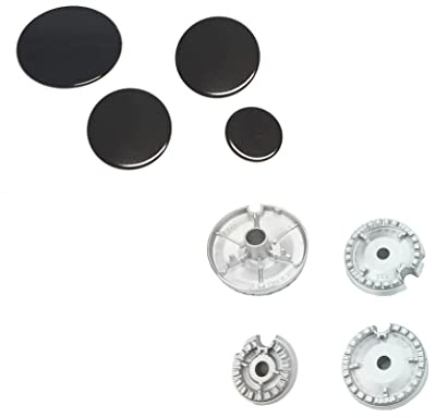 RYELDOM Kit 4 Bruciatori e 4 Piattini per Piano Cottura, Set Fuochi Cucina 1 Grande 2 Medi 1 Piccolo Compatibile con Varie Marche