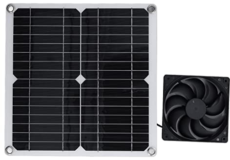 Natudeco Solarpanel-Lüfter-Kit, USB-Solarlüfter 12 W Gewächshaus-Lüfter, Hundehaus, Hühnerstall, Außenabluft, Kühlwerkzeug