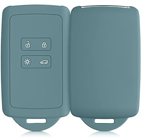 kwmobile Accessoire clé de Voiture Compatible avec Renault Smart Key 4-Bouton (Keyless Go Uniquement) - Coque en Silicone Souple avec Embout Porte-Clé - Antique Stone