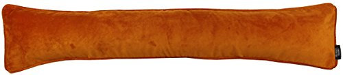 McAlister Textiles Matter Samt | Zugluftstopper mit Füllung | 18cm x 120cm in Orange | wachbarer Deko Windstopper Kissen für Fenster, Türen im Designer Plüsch